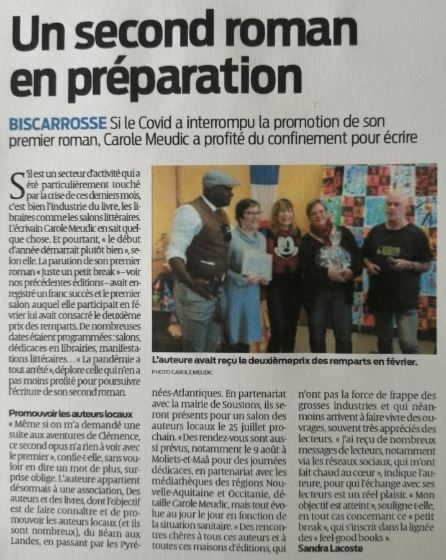 article sur 2° roman en préparation Carole Meudic